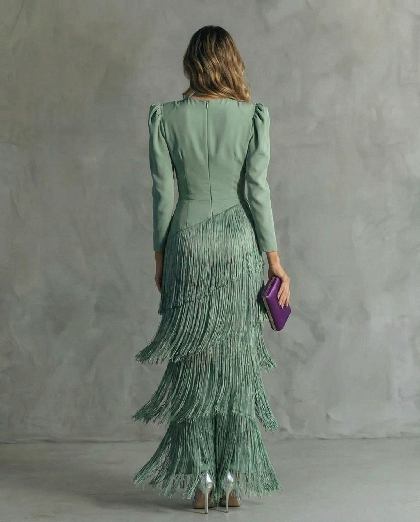 Women's Lightweight Midi Dress | Elegant Fringe Sleeve Evening Gown 6