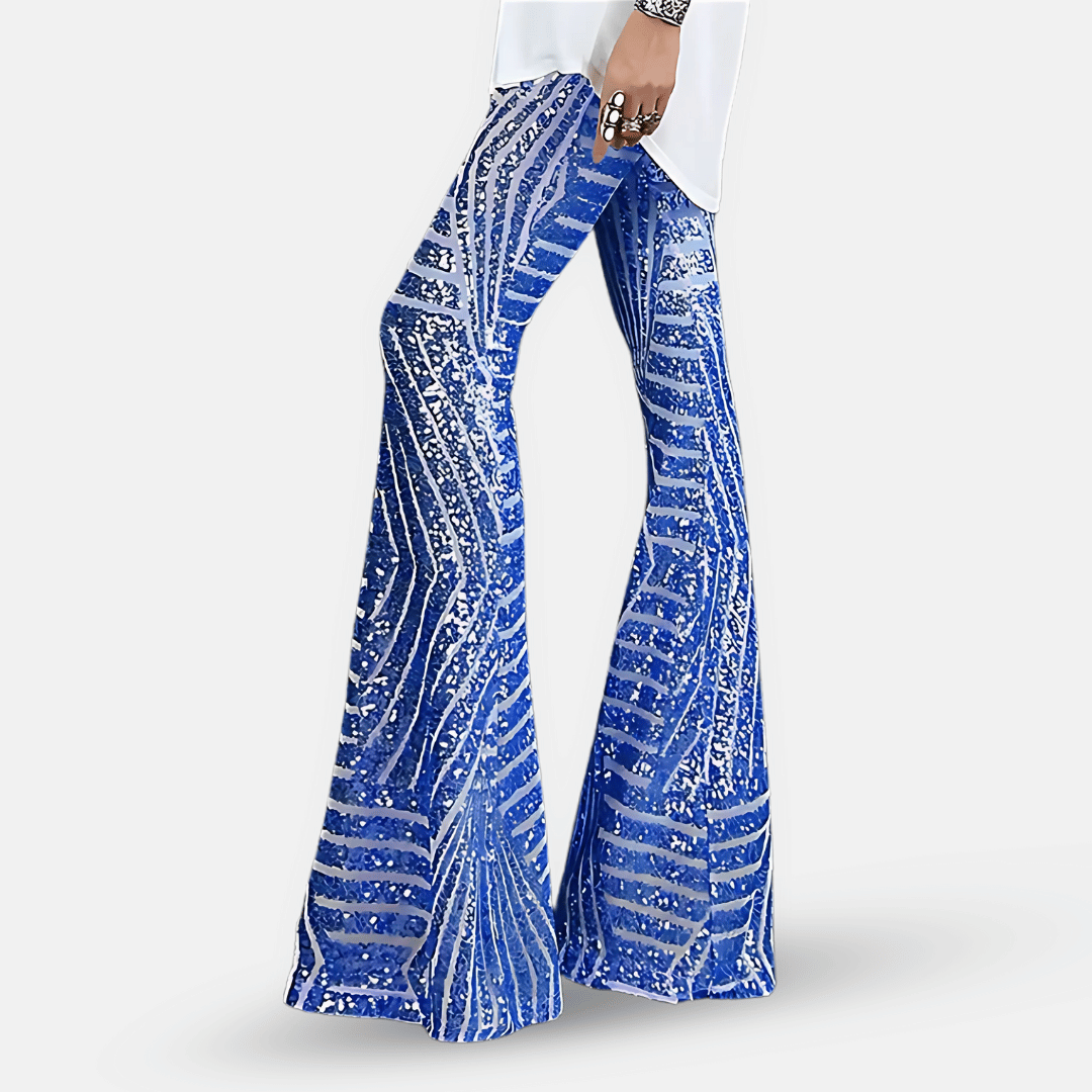 Women's Lightweight Sequin High-Waist Flare Pants | Stylish Elongating Summer Trousers 5