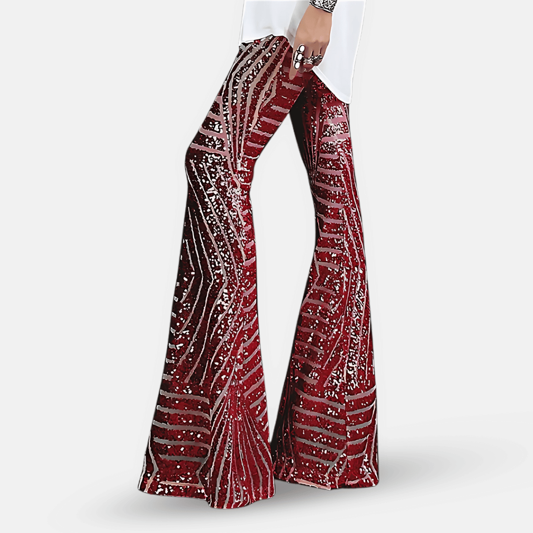 Women's Lightweight Sequin High-Waist Flare Pants | Stylish Elongating Summer Trousers 7