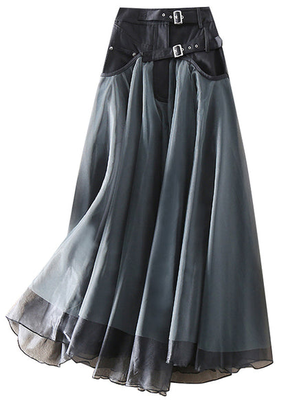 Women's Lightweight Tulle Midi Skirt | Elegant Patchwork Spring Fashion 0