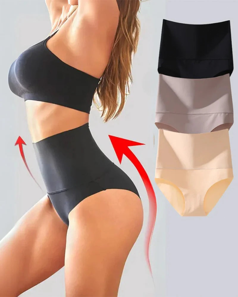 Women's Nylon Spandex Seamless Underwear | High-Waisted Tummy Control Briefs 1