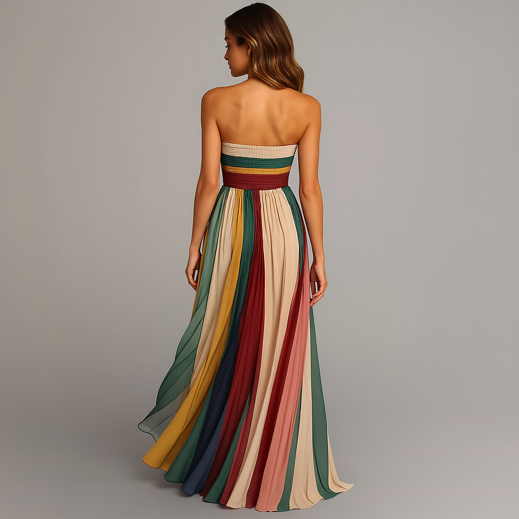 Women's Pleated Maxi Dress | Elegant Strapless Formal Gown for Holiday Celebrations 3