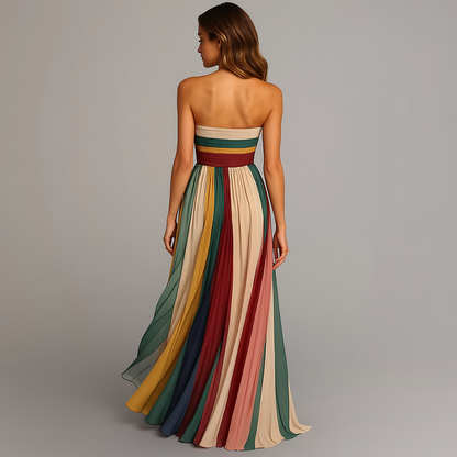 Women's Pleated Maxi Dress | Elegant Strapless Formal Gown for Holiday Celebrations 3