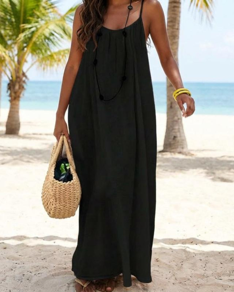 Women's Polyester Maxi Dress | Elegant Sleeveless Summer Lounge Wear 1