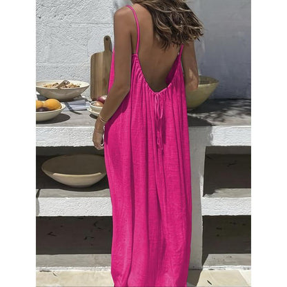 Women's Polyester Maxi Dress | Elegant Sleeveless Summer Lounge Wear 14