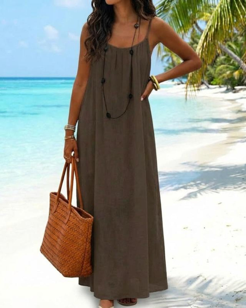 Women's Polyester Maxi Dress | Elegant Sleeveless Summer Lounge Wear 4