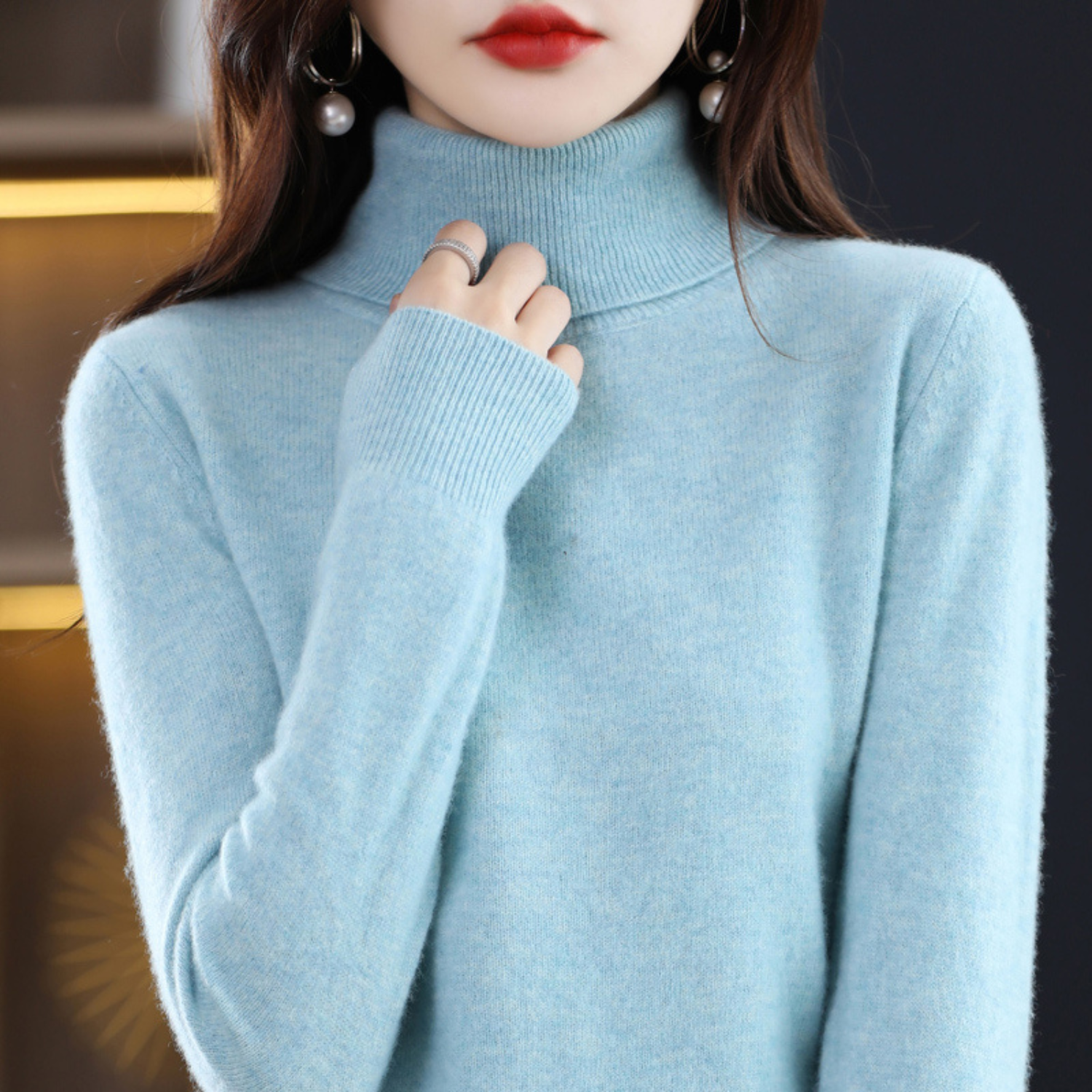 Women's Premium Cashmere Turtleneck Sweater | Elegant Warm Knitwear for Winter 2