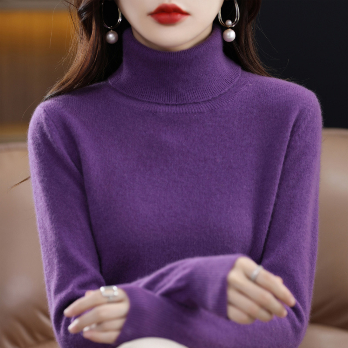 Women's Premium Cashmere Turtleneck Sweater | Elegant Warm Knitwear for Winter 3