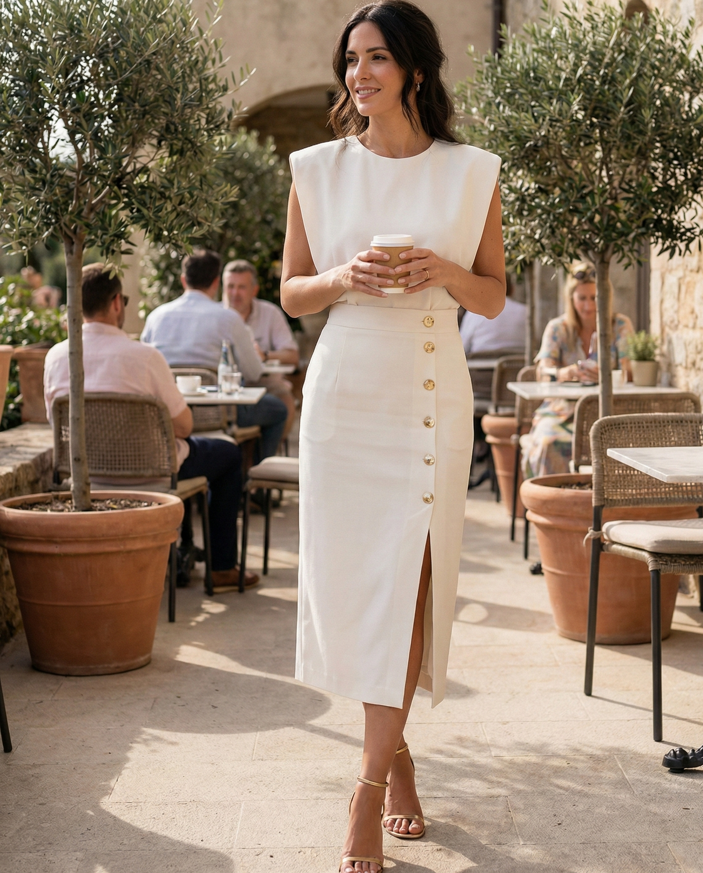 Women's Premium Fabric Midi Dress | Elegant Sleeveless Design with Side Slit for Office and Evening Wear 1