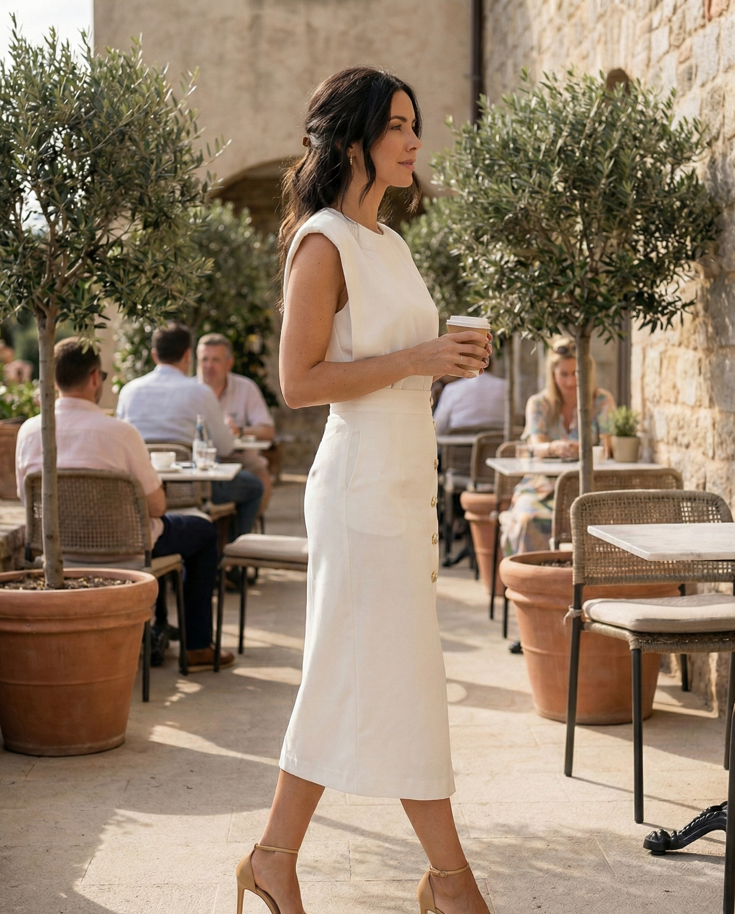 Women's Premium Fabric Midi Dress | Elegant Sleeveless Design with Side Slit for Office and Evening Wear 2