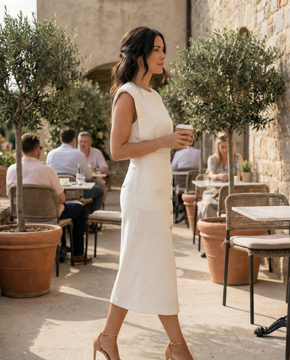 Women's Premium Fabric Midi Dress | Elegant Sleeveless Design with Side Slit for Office and Evening Wear 2