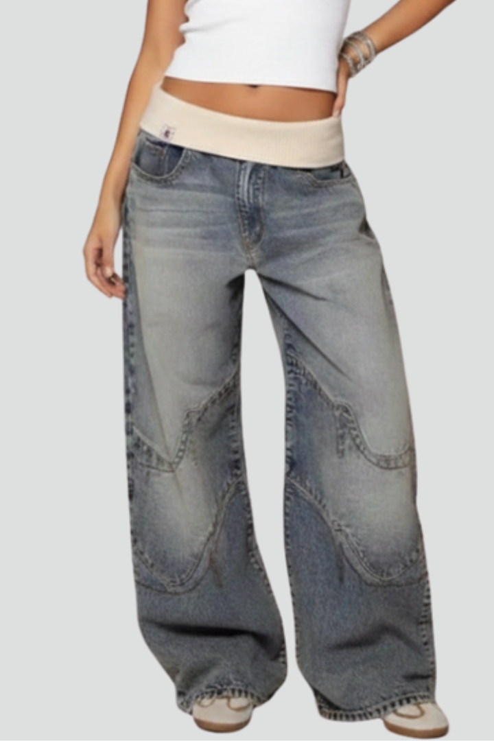 Women's Relaxed Denim Trousers | Comfortable Baggy Wide-Leg Jeans for Everyday Wear 0