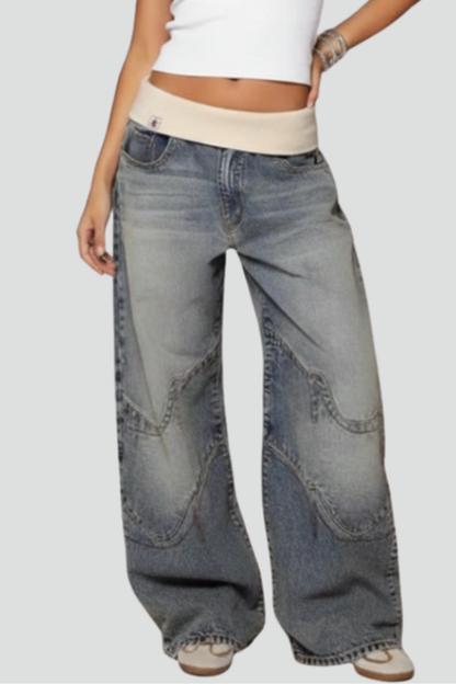 Women's Relaxed Denim Trousers | Comfortable Baggy Wide-Leg Jeans for Everyday Wear 0