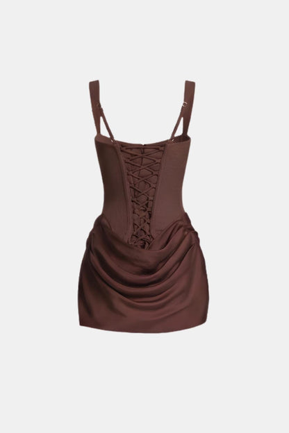 Women's Satin Corset Mini Dress | Elegant Structured Cocktail Dress for Special Occasions 5