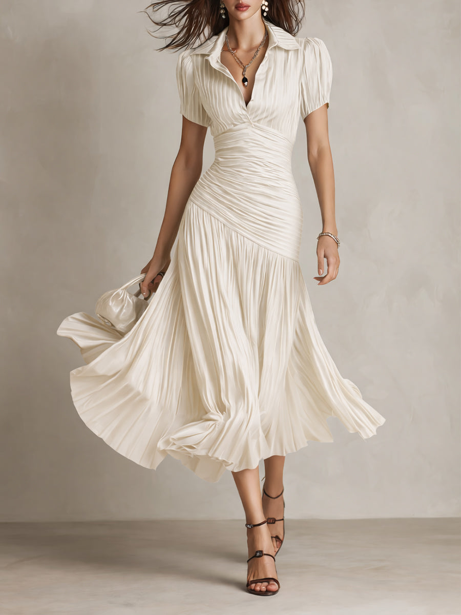 Women's Satin Midi Dress | Elegant Retro Striped Bodycon Cocktail Dress 3