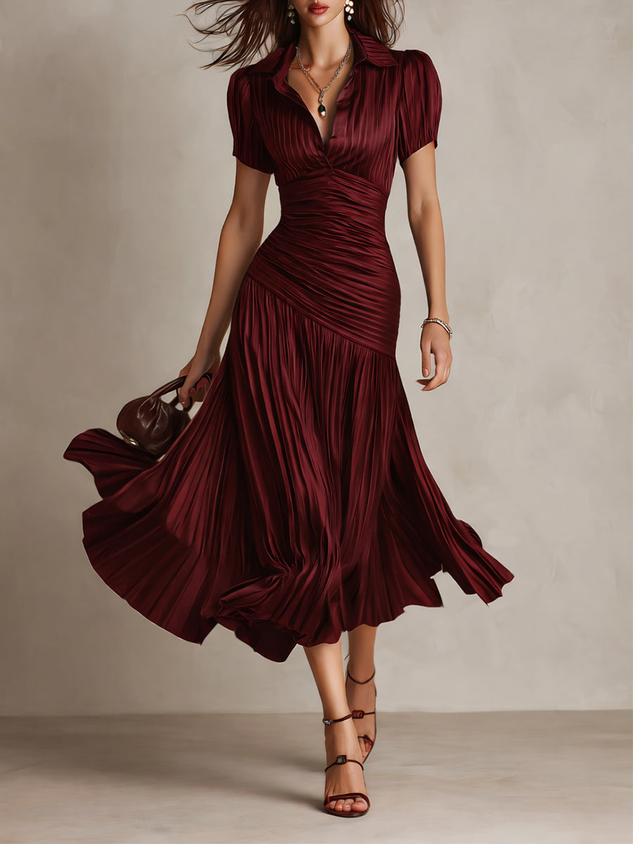 Women's Satin Midi Dress | Elegant Retro Striped Bodycon Cocktail Dress 5