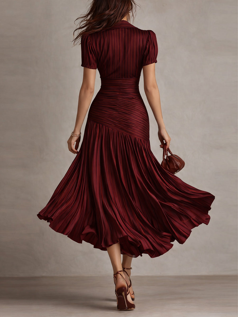 Women's Satin Midi Dress | Elegant Retro Striped Bodycon Cocktail Dress 6