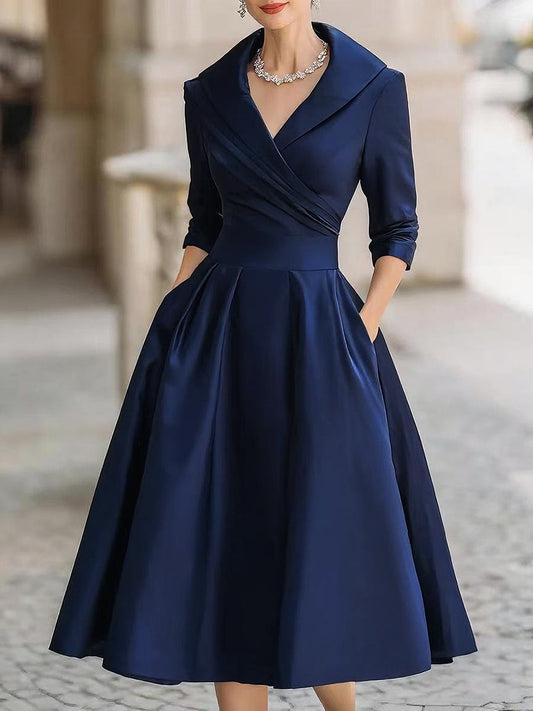 Women's Silky Midi Dress | Elegant Flattering Cocktail Dress for Special Occasions 0