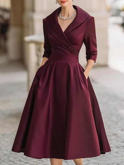 Women's Silky Midi Dress | Elegant Flattering Cocktail Dress for Special Occasions 1