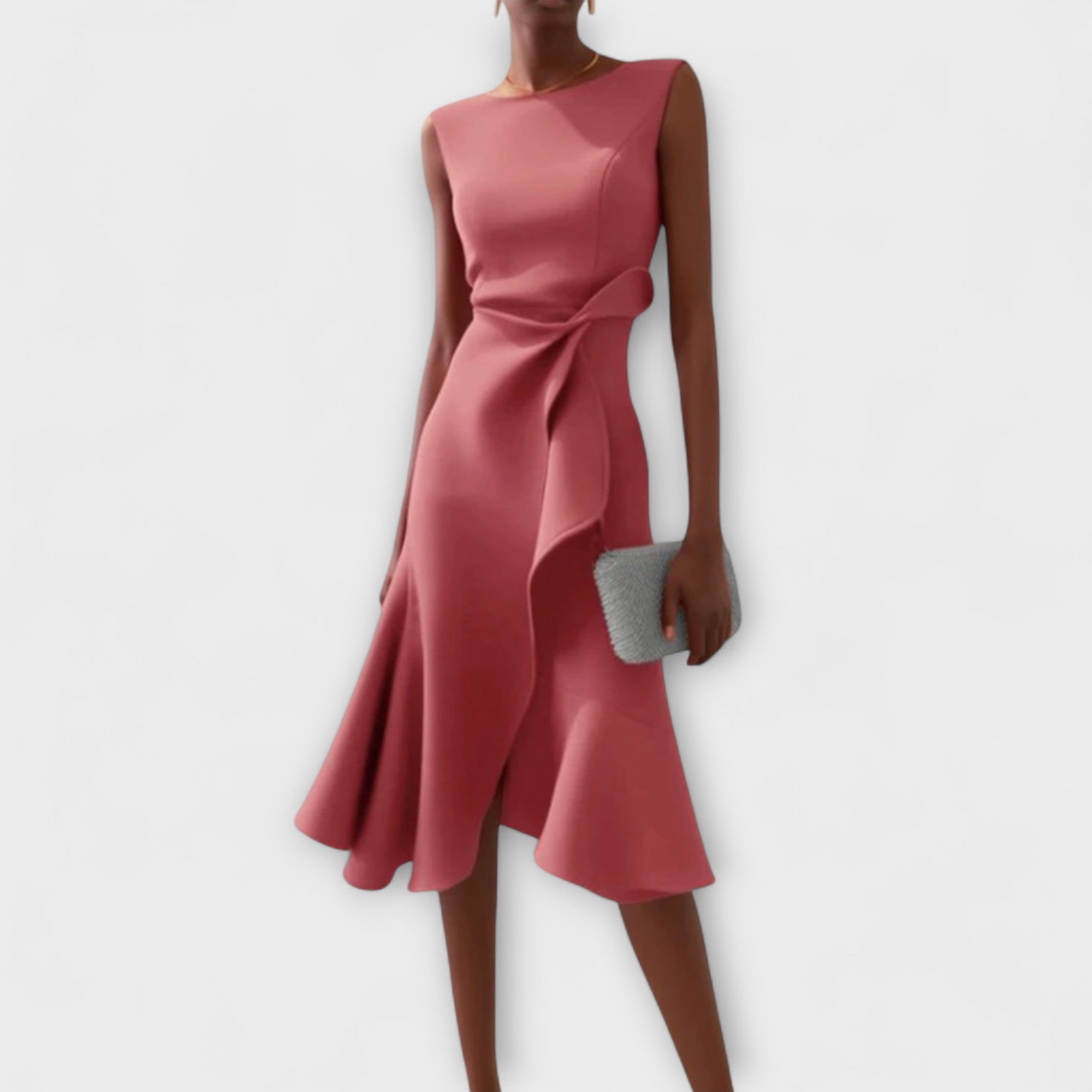 Women's Soft Draped Midi Dress | Elegant Asymmetric Hem Sleeveless Summer Dress 2