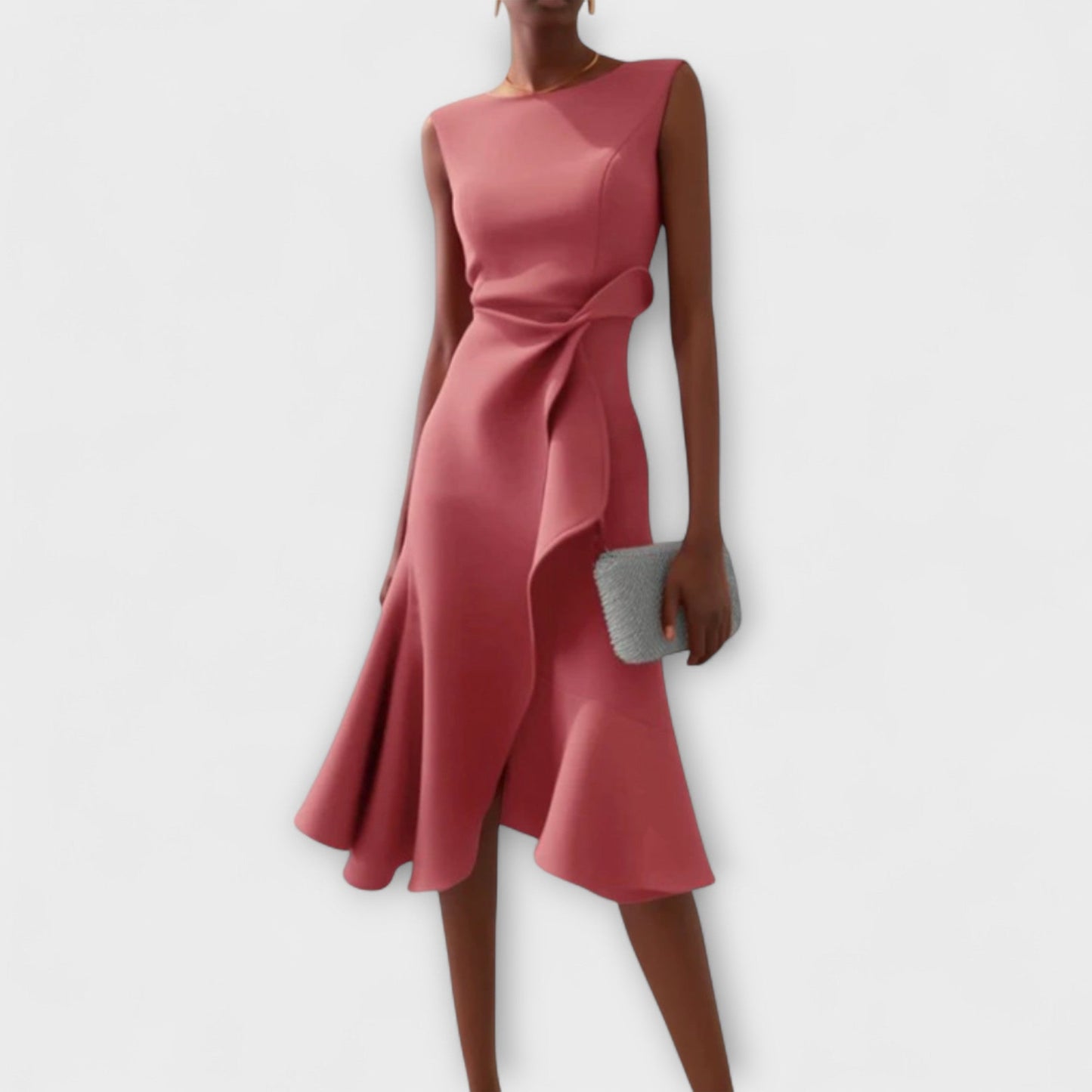 Women's Soft Draped Midi Dress | Elegant Asymmetric Hem Sleeveless Summer Dress 2