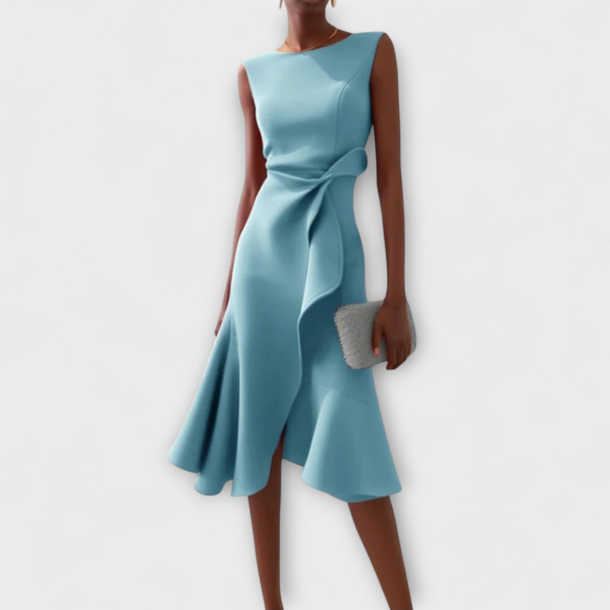 Women's Soft Draped Midi Dress | Elegant Asymmetric Hem Sleeveless Summer Dress 3