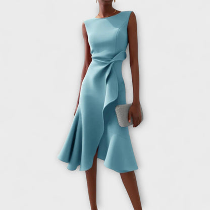 Women's Soft Draped Midi Dress | Elegant Asymmetric Hem Sleeveless Summer Dress 3
