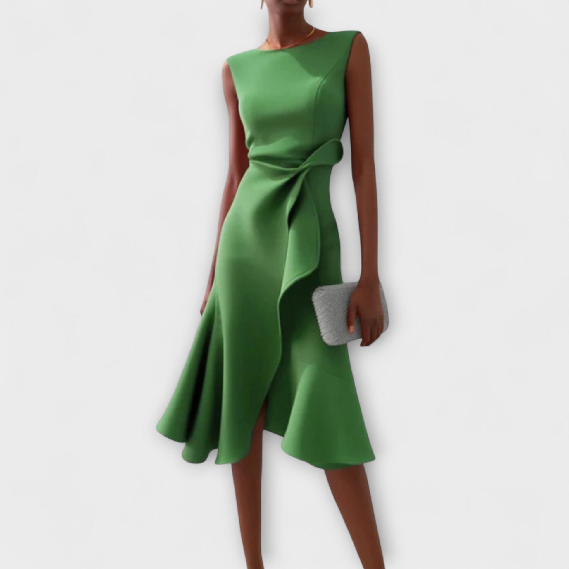 Women's Soft Draped Midi Dress | Elegant Asymmetric Hem Sleeveless Summer Dress 5