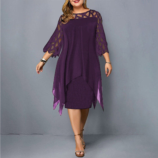 Women's Soft Fabric Plus Size Midi Dress | Elegant Flowy Design for Curves 0