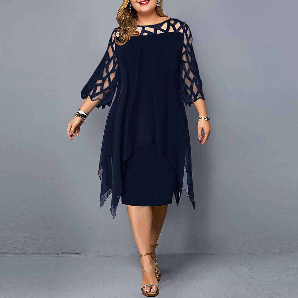 Women's Soft Fabric Plus Size Midi Dress | Elegant Flowy Design for Curves 2