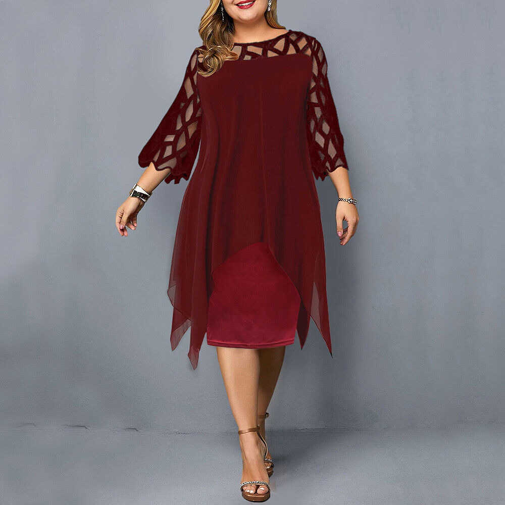 Women's Soft Fabric Plus Size Midi Dress | Elegant Flowy Design for Curves 3