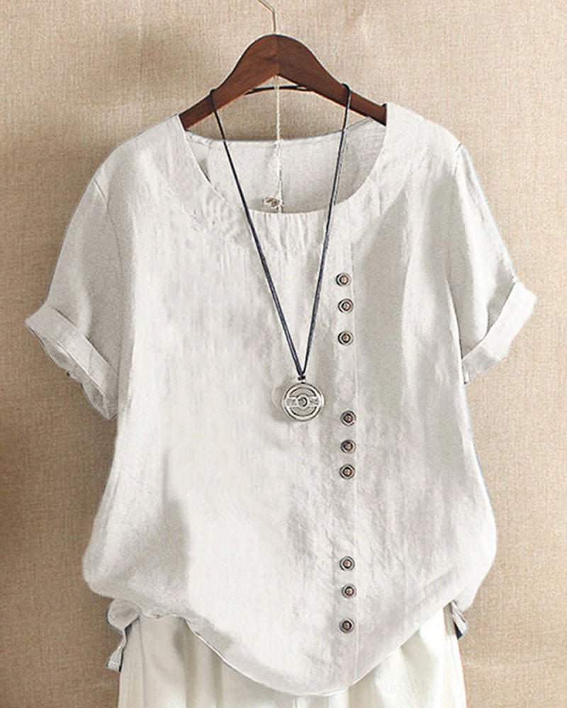 Women's Soft Linen Blouse | Casual Short Sleeve Summer Top 1