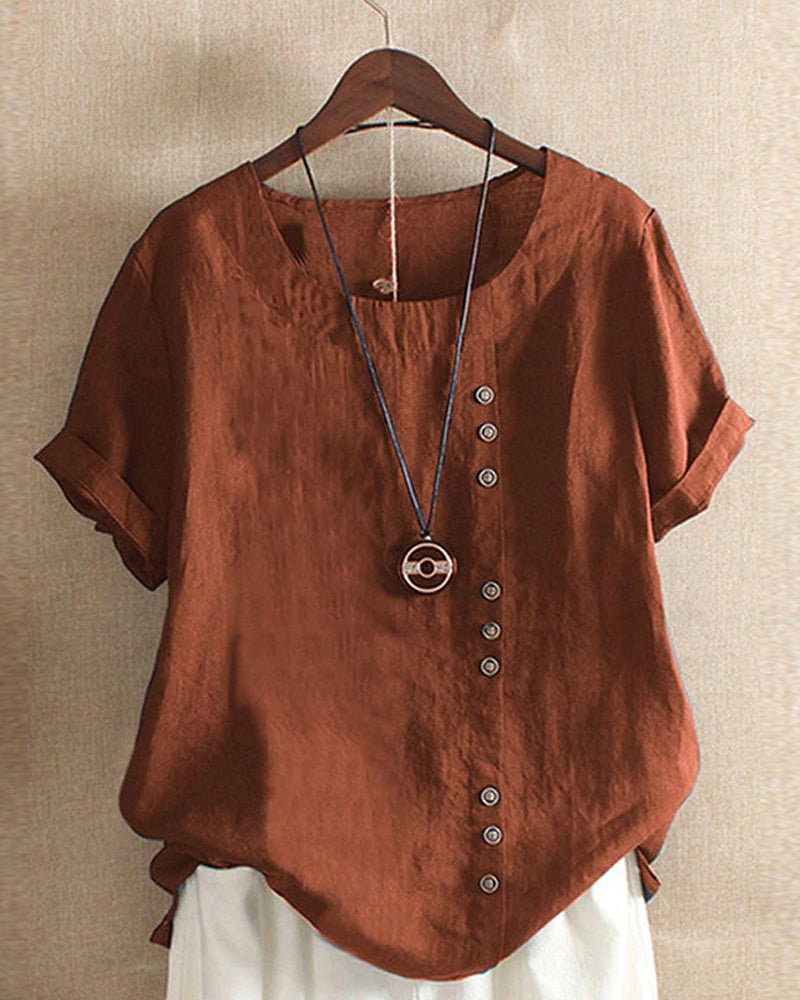 Women's Soft Linen Blouse | Casual Short Sleeve Summer Top 2