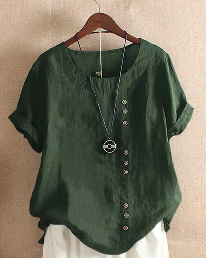 Women's Soft Linen Blouse | Casual Short Sleeve Summer Top 4