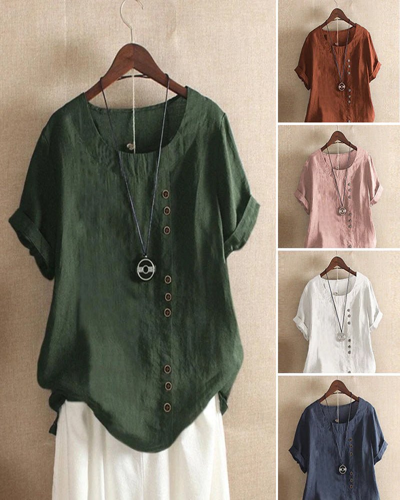 Women's Soft Linen Blouse | Casual Short Sleeve Summer Top 6