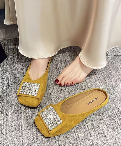 Women's Suede Slide Sandals | Stylish Comfortable Yellow Footwear 0