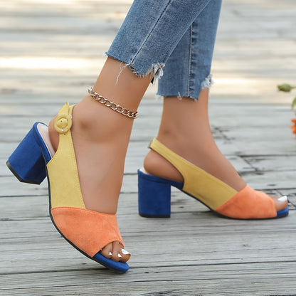 Women's Synthetic Colourblock Slingback Heels | Elegant Comfortable Dress Sandals 2