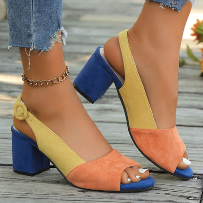 Women's Synthetic Colourblock Slingback Heels | Elegant Comfortable Dress Sandals 5
