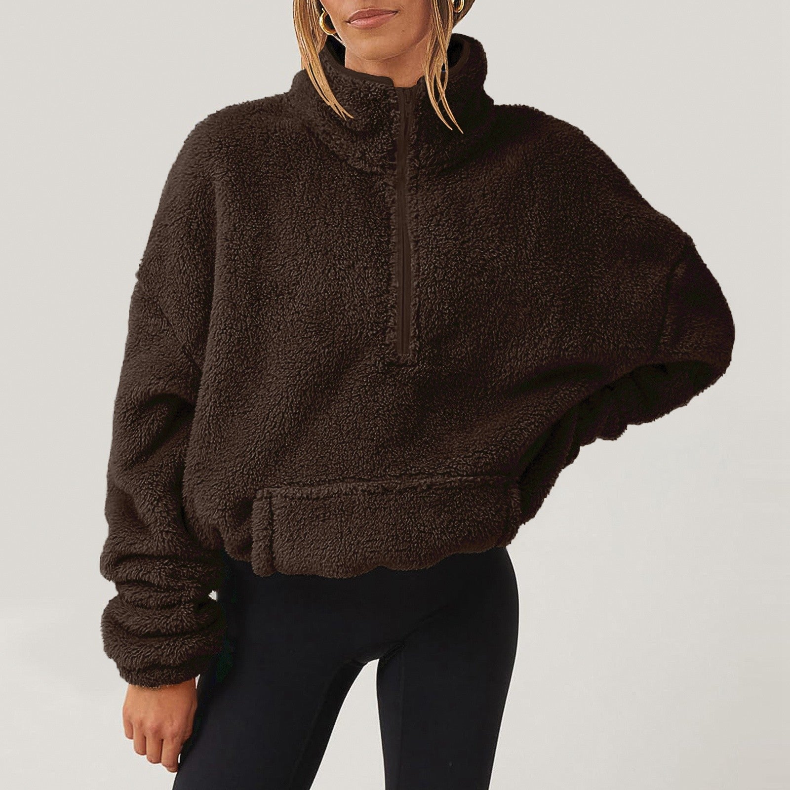 Women's Ultra-Soft Plush Half-Zip Sweater | Lightweight Relaxed Fit Pullover 2