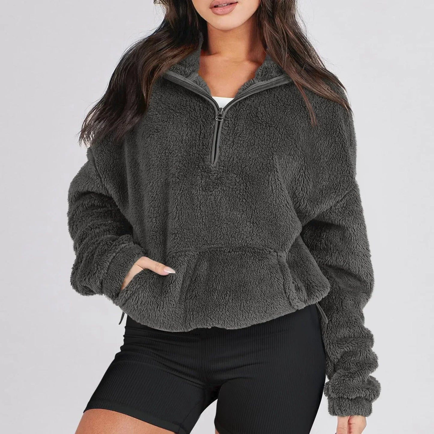 Women's Ultra-Soft Plush Half-Zip Sweater | Lightweight Relaxed Fit Pullover 3