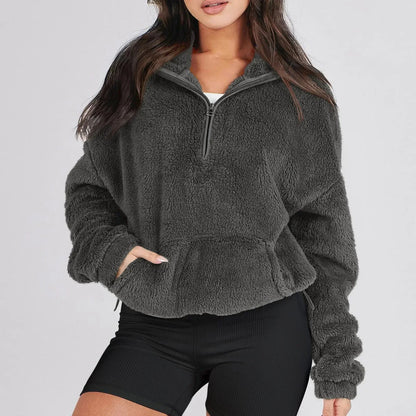Women's Ultra-Soft Plush Half-Zip Sweater | Lightweight Relaxed Fit Pullover 3