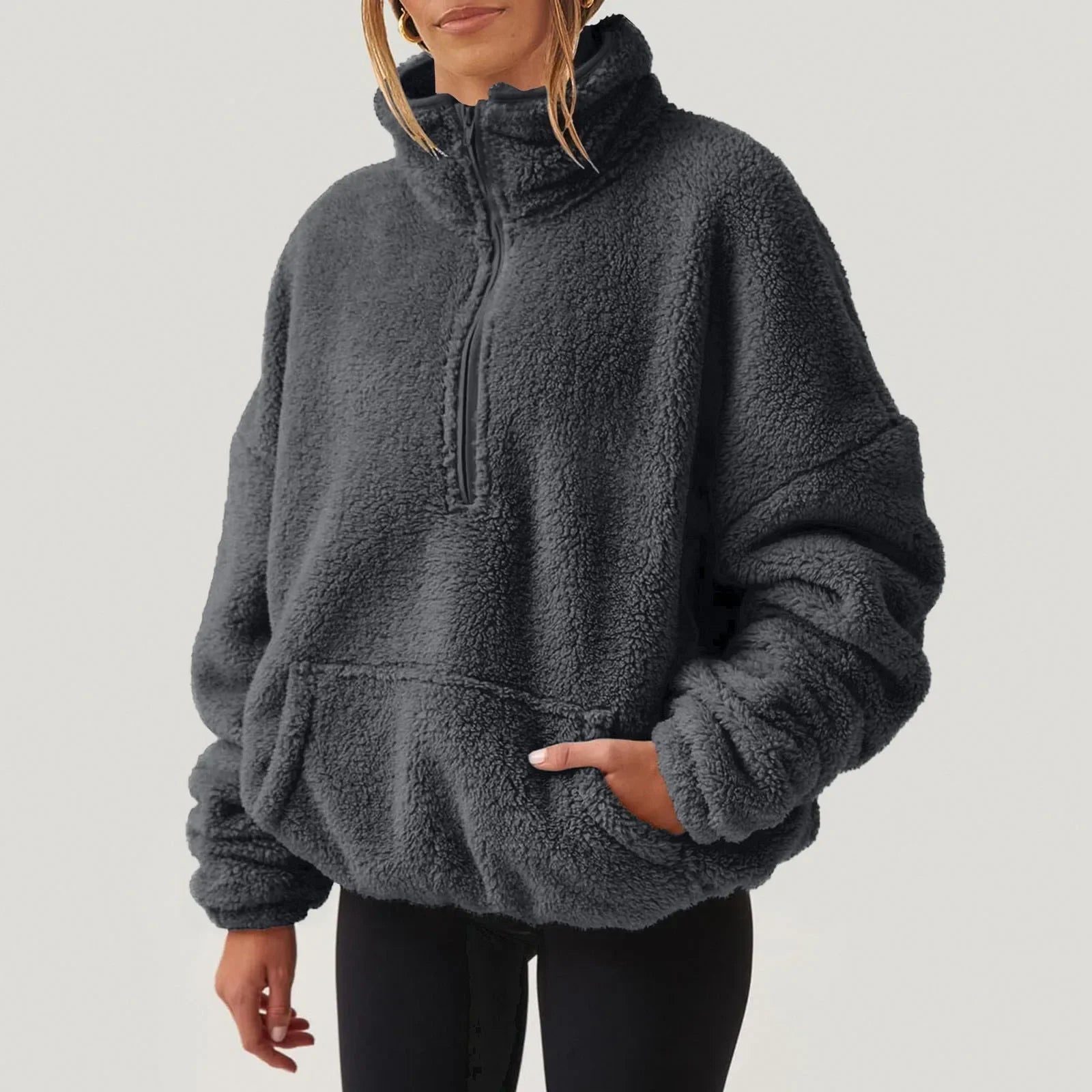 Women's Ultra-Soft Plush Half-Zip Sweater | Lightweight Relaxed Fit Pullover 4