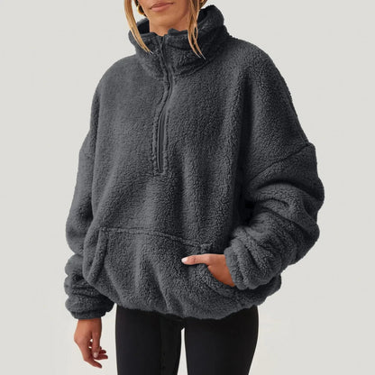 Women's Ultra-Soft Plush Half-Zip Sweater | Lightweight Relaxed Fit Pullover 4