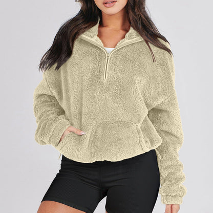 Women's Ultra-Soft Plush Half-Zip Sweater | Lightweight Relaxed Fit Pullover 5