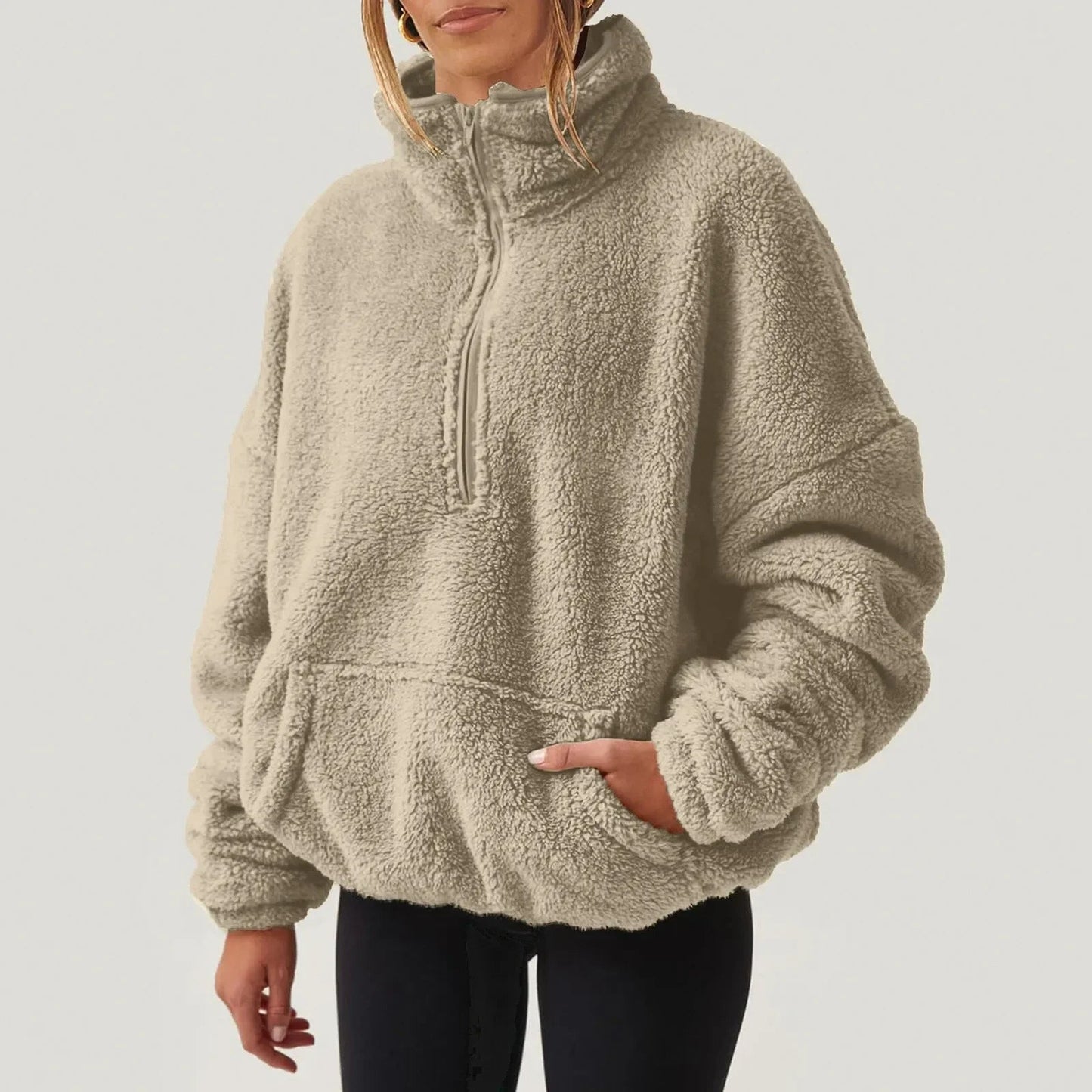 Women's Ultra-Soft Plush Half-Zip Sweater | Lightweight Relaxed Fit Pullover 6