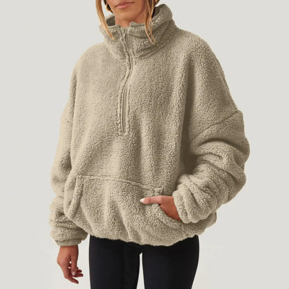 Women's Ultra-Soft Plush Half-Zip Sweater | Lightweight Relaxed Fit Pullover 6