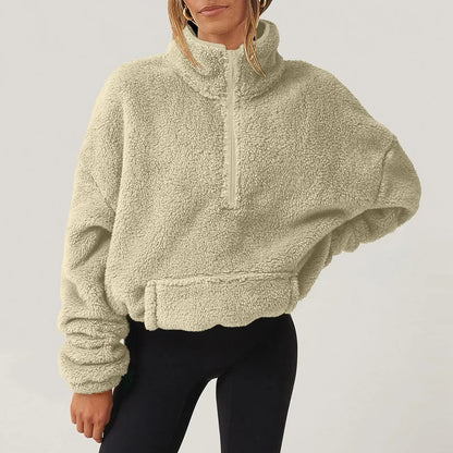 Women's Ultra-Soft Plush Half-Zip Sweater | Lightweight Relaxed Fit Pullover 7