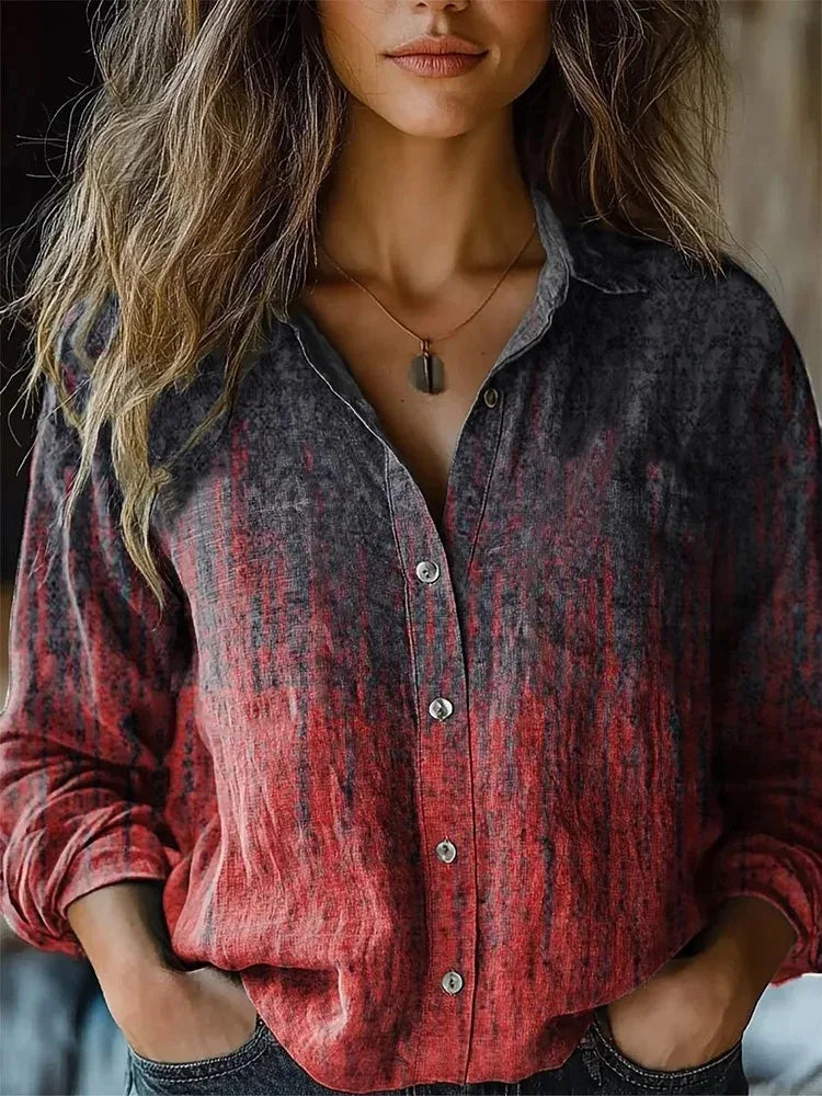 Women's Vintage Floral Print Button-Down Shirt | Relaxed Fit Autumn Blouse 5