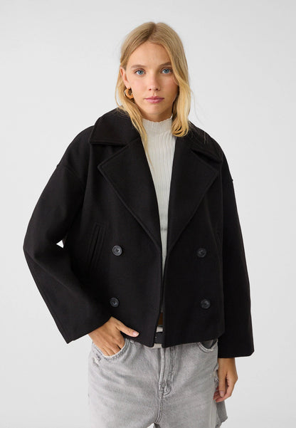 Women's Warm Wool Blend Short Coat | Elegant Double-Breasted Winter Outerwear 0