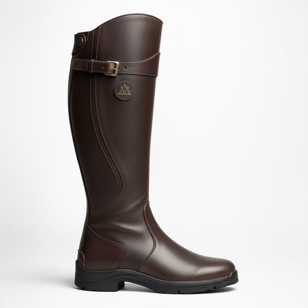 Women's Waterproof Leather Riding Boots | Stylish Black Insulated Winter Footwear 0